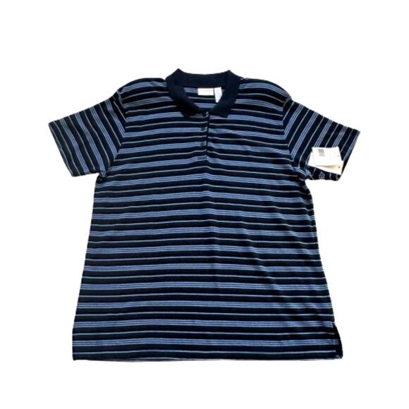 Elisabeth by Liz Claiborne Blue Striped Collared Short Sleeve Polo Top Shirt 3X - Picture 12 of 12